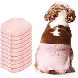 Dog Diapers Female,Disposable 10 Pcs Stretchy Dog Diapers,Cat Diapers for Female Cats,Size M Leak-Proof Pull-ups,Doggy Diapers for Dogs in Heat,Dog Period, Incontinence, Training (M, Pink)