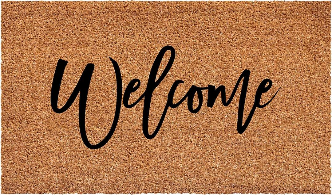 Calloway Mills Cursive Welcome Doormat, 24" x 48" (2' x 4' (Rectangular), Black)