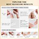 2 x evpct French Tip Press On Nails Medium Almond, Nude + Pink Tips, Chrome Glazed Glossy Medium Almond Fake False Press on Nails, Soft Gel Stick on nail Press ons with Nail Kit, Reusable Salon Quality (24 Ounce (Pack of 1))