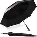 Repel Umbrella Extra Large Windproof Golf Umbrella - Covers 2 People - 60" Wide Vented Double Canopy with Reinforced Fiberglass Ribs, Waterproof Coated Canopy, Black 