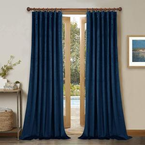 StangH Super Soft Velvet Curtains - Luxury Decoration Navy Blue Velvet Drapes 2 Panel Set Thermal Insulated Blackout Curtains for Office/Studio/Dining Room, W52 x L96 inches, 2 Panels