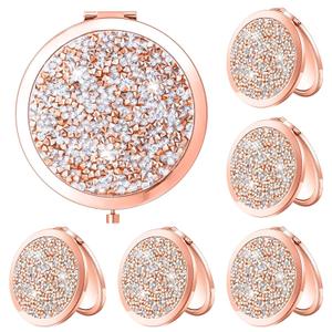 Yulejo 6 Pieces Compact Mirror Bulk Mini Pocket Mirror for Purse Gift Wedding Makeup Small Portable Magnifying Cosmetic for Travel Pocket 2.75 Inch Round Folding for Women Mom Baby Shower Bridesmaid