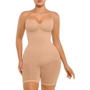 FeelinGirl Shapewear Tummy Control Seamless Bodysuit Hip Enhancer Body Shaper for Women (X-Small-Small, Nude)