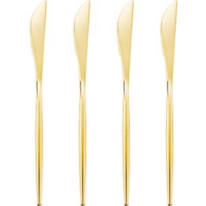 I00000 90 Pcs Gold Plastic Knives,Plastic Silverware, Gold Disposable Utensils, Heavy Duty Disposable Knives Dinnerware Perfect for Parties, Wedding & Dinners