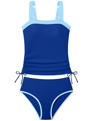 Dearnow Teen Girls Swimsuit Size 14 16 Two-piece Tankini Set Bathing Suits 14-16 Color Block High Waist Swim Suit Girls' Swimwear with Adjustable Straps, 15-16Y