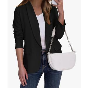 Ahlaray Women's Blazer Business Casual Lapel Collar Long Sleeve Open Front Work Office Suit Jacket Blazer, Large
