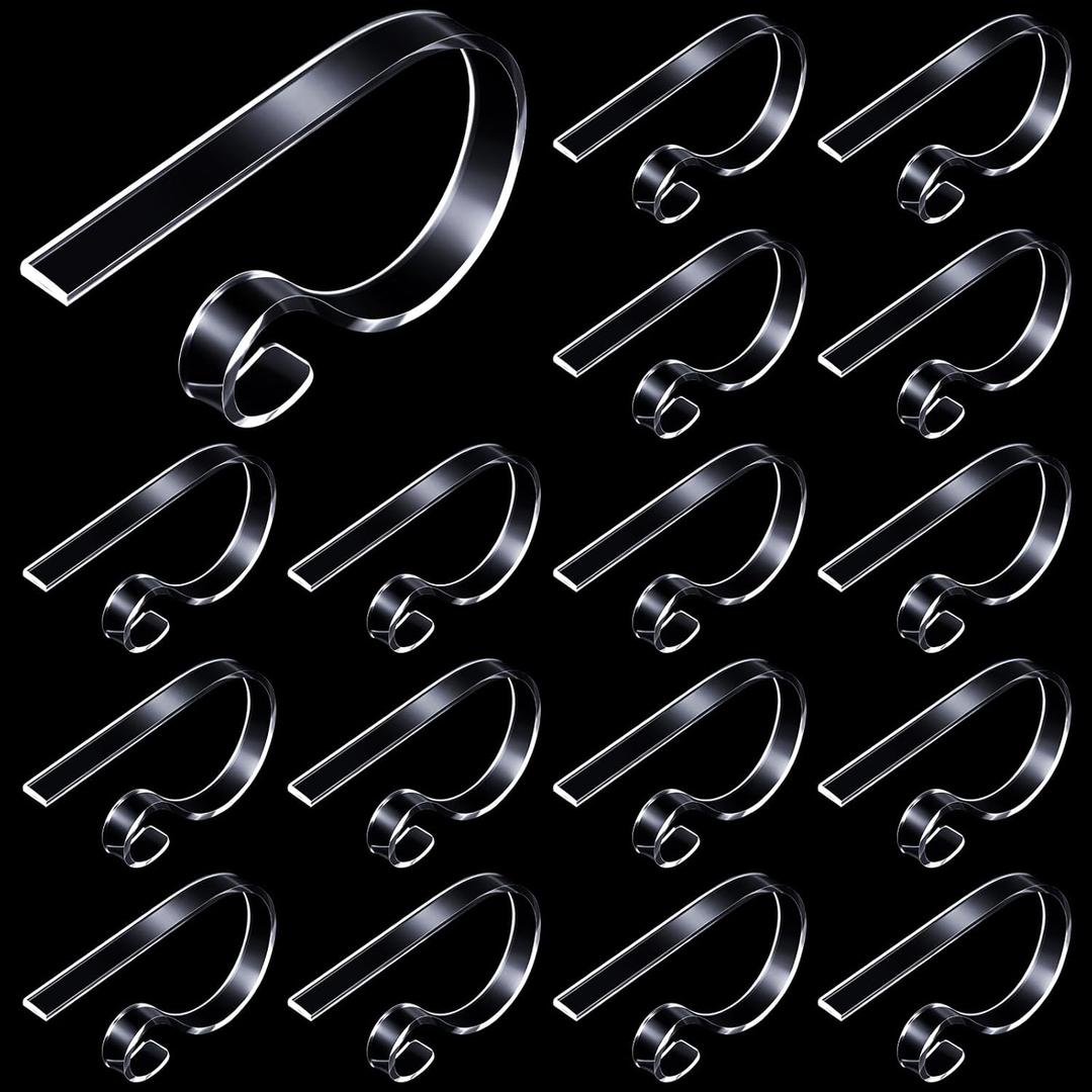 Jetec Christmas Clear Stocking Holder Hooks Acrylic Mantle Hangers Non Slip Christmas Stocking Clips Holiday Garland Hooks for Fireplace Home Kitchen Mantel(16 Pieces)