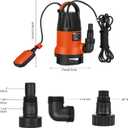 Sump Pump, Prostormer 1HP 3700GPH Submersible Clean/Dirty Water Pump with Automatic Float Switch for Pool, Pond,Garden, Flooded Cellar, Aquarium and Irrigation (Orange)