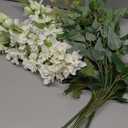 8PCS White Artificial Delphinium Flowers with Clematis Greenery Long Stem Flowers 29.5" Larkspur Artificial Flowers for Wedding Centerpieces Silk Flowers for Home Decor Indoor (White)