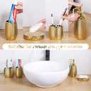 Bathroom Accessories Set 4 Pcs, Gold Ceramic Bathroom Accessories Complete with Soap Dispenser, Toothbrush Holder, Bathroom Tumbler, and Soap Dish - Modern Bathroom Decor