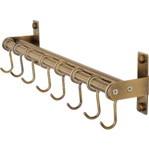 DSEAP Pot Rack - Pots and Pans Hanging Rack with 8 Hooks, Double Bars, Wall Mounted, Bronze