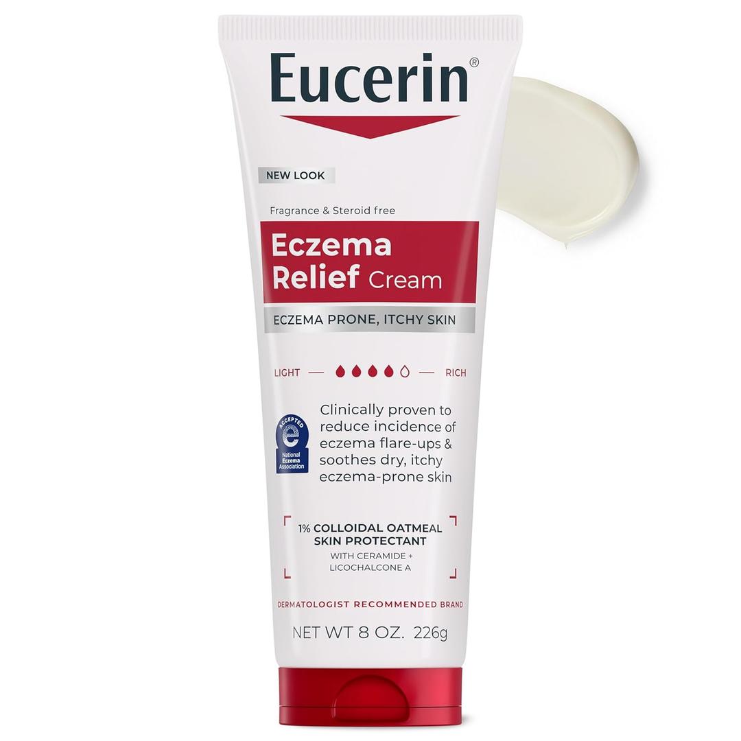 Eucerin Eczema Relief Cream, Full Body Lotion, Moisturizing Eczema Cream with Colloidal Oatmeal (Skin Protectant) and Ceramide 3, 8 Oz Tube (8 Ounce (Pack of 1))