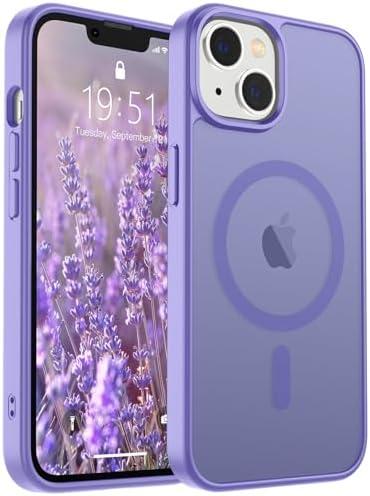 SUPFINE Magnetic for iPhone 14 Case & iPhone 13 Case (Compatible with MagSafe)(Military Grade Drop Protection) Slim Translucent Matte Shockproof Phone Cover,Purple