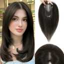 Hair Toppers for Women Real Human Hair, 12 Inch Toppers Hairpieces for Women with Side Bangs Upgraded Lace Base for Thinning hair to Add Volume(Dark Brown,12 Inch)