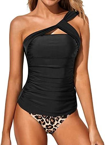 Tempt Me Two Piece Tankini Bathing Suits for Women One Shoulder Swim Top with Bottom Swimsuits, XXL Tempt Me Two Piece Tankini Bathing Suits for Women One Shoulder Swim Top with Bottom Swimsuits, XXL