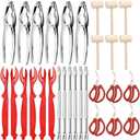 30 PCS Seafood Tools Include Crab Crackers, Seafood Scissors, Lobster Sheller, Crab Hammer,and Shellfish Forks,Nutcracker Set