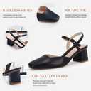 Rilista Women's Slingback Chunky Low Heels Closed Square Toe Heel Wedding Party Dress Pumps Shoes 7.5