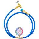 R1234YF Refrigerant Charge Hose Kit with R1234YF Self-Sealing Can Opener, R1234YF Low Side Quick Coupler, with 1/2 LH Can Tap Opener Low Pressure Gauge and 59'' Recharge Hose