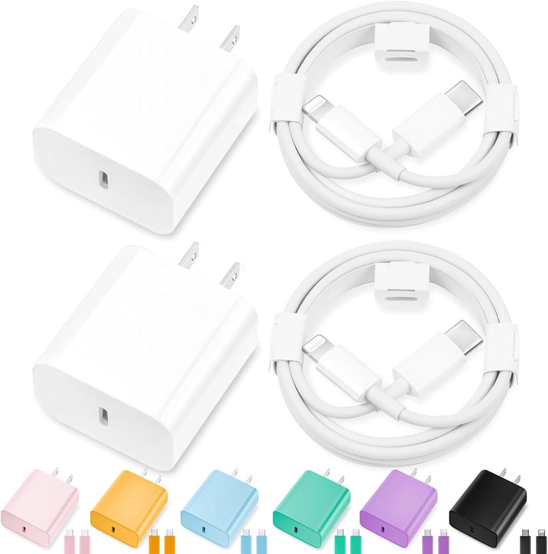 iPhone Charger Fast Charging,[Apple MFi Certified] 2Pack 20W Type C Fast Charger Block with 6FT USB C to Lightning Cable Compatible for iPhone 14/13/12/11 Pro Max/Xs Max/XR/X,iPadWhite