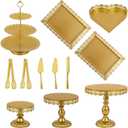 12 Set of Gold Cake Stand, Metal Gold Cupcake Stand and Bases para Postres de Mesa, Elegant Gold Dessert Stands for Party and Wedding, Easy to Clean Desert Table Display Set