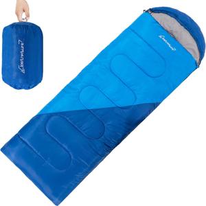 Clostnature Sleeping Bag for Adults and Kids - Lightweight Camping Sleeping Bag for Girls, Boys, Youths, Ultralight Backpacking Sleeping Bag for Cold Weather - Compression Sack Included(Left Zipper) (3 Lbs, Blue)
