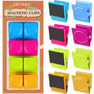 Grtard 8 Pack Colorful Magnetic Clips, Strong Fridge Magnets Clips Heavy Duty, Metal Magnet Clips for Fridge, Clip Magnets, Magnetic Clips for Refrigerator, Locker, Whiteboard, Home, Office(1.2Inch)