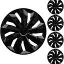 16" Black Wheel Rim Cover Hubcaps Replacement R16 Hub Caps Snap On Universal Wheel Rim Cover ABS Exterior Accessories for Car Trunk SUV Set of 4