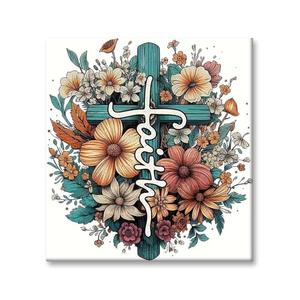 Square Drill Diamond Painting Cross Flower - 5D Full Square Diamond Art Kits for Adults with Tools, Stunning No-Gap Design, Easy to Apply and Frame, Home Wall Decor, Gift Idea(35*35CM), Pack 10