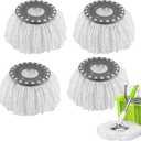 Spin Mop Heads Replacement Refill for Old Hurricane Mr.Clean 360 Spin Magic Rotating Round Mop Microfibre,Universal Spin Mop Heads Clean Mop Head Refill for Standard Mops (4 Pack)