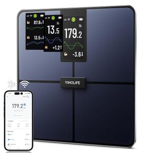 Smart Scale for Body Weight, 4.3" Color Display Digital Weight Scale, High Precision Wi-Fi Bathroom Scale with BMI, Body Fat, Muscle Mass, 20 Body Composition Scale Sync App, 400 lbs, Black
