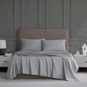 Linen Closet Queen Sheet Set 4-Piece Cotton Blend, 1200 Thread Count Ultra Soft & Silky Sateen, Moisture Wicking, Wrinkle Resistant, Quick Dry, Deep Pocket up to 18", Durable & Easy Care, Light Gray