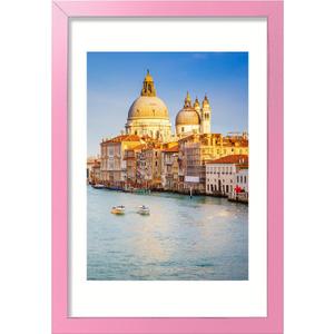 wyooxoo 12x18 Picture Frame Pink Solid Wood Photo Frames Display Pictures 10x14 with Mat or 12x18 Without Mat Colorful Frame For Tabletop Display or Wall