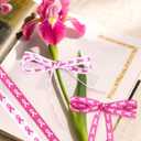 3 x BOXOB 2 Rolls Pink & White Breast Awareness Ribbons, Polyester Double-Sided Printing Breast Awareness Products Items Accessories for Gift Wrapping DIY Crafts Hair Bows & Party Decoration
