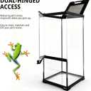 Tall Reptile Glass Tank 8"x8"x18" Pre-Assembled Vertical Small Reptile Terrarium for Arboreal Geckos,Chameleon,Lizard,Tree Frog and Snake with Top and Front Openning Door