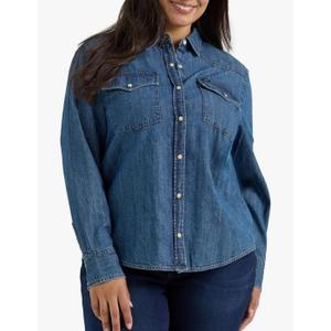 Lee Women's Plus Size Legendary Long Sleeve Western Snap Shirt, 2XL