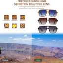 Freckles Mark Retro Aviator Sunglasses for Mens Womens Double Bridge Vintage 70s Square Glasses (Black+yellow Tortoise+brown Tortoise)