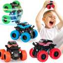 LONANDY Monster Truck Toys for Boys Age 4-7 - Friction Powered Car Toys for Kids Toddlers 3 4 5 6 Years, Push and Go Toy Cars Best Christmas Birthday Party Gift for Boys Girls 4 Pack (Blue Orange Green Red)