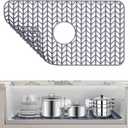AWOKE Sink Protectors for Kitchen Sink - 26"x 14" Sink Mat - Heat-resistant Easy-clean Silicone Sink Mat - for Protection of Stainless Steel Sink - with Center Drain (Grey),Kitchen Sink Accessories
