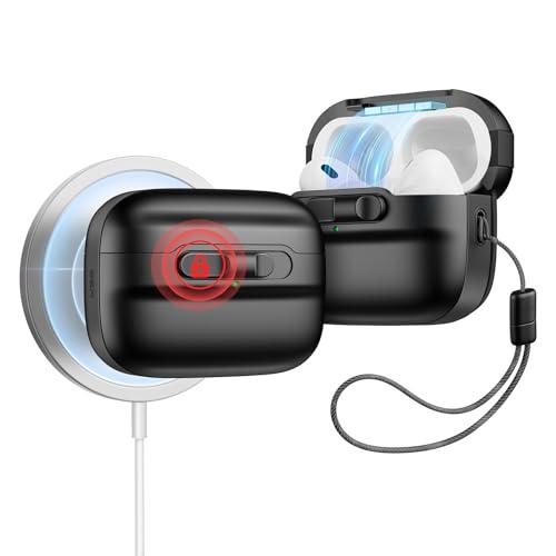 ESR for AirPods Pro Case (2023/2022/2019, 2nd/1st Gen), Compatible with Airpods Pro 2 (USB-C/Lightning Cable), MagSafe Ready, Magnetic Lid Lock, Full Drop Protection Cover with Lanyard, Black