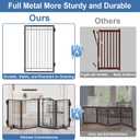 Full Metal Freestanding Dog Gate with Cat Door for Indoor & Outdoor,32" Tall Foldable Dog Fence,80" Extra Wide Freestanding Pet Gate for Large Openings,Stairs,Deck,Yard,Doorways(4 Panels,Black)