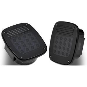 Red Square Rear Combination Tail Lights Assembly Kit Compatible with 1979-2006 Wrangler TJ YJ CJ5 CJ7 w/Side Marker Lights Replacement Tail lamps Lights Assembly, Smoked Lens