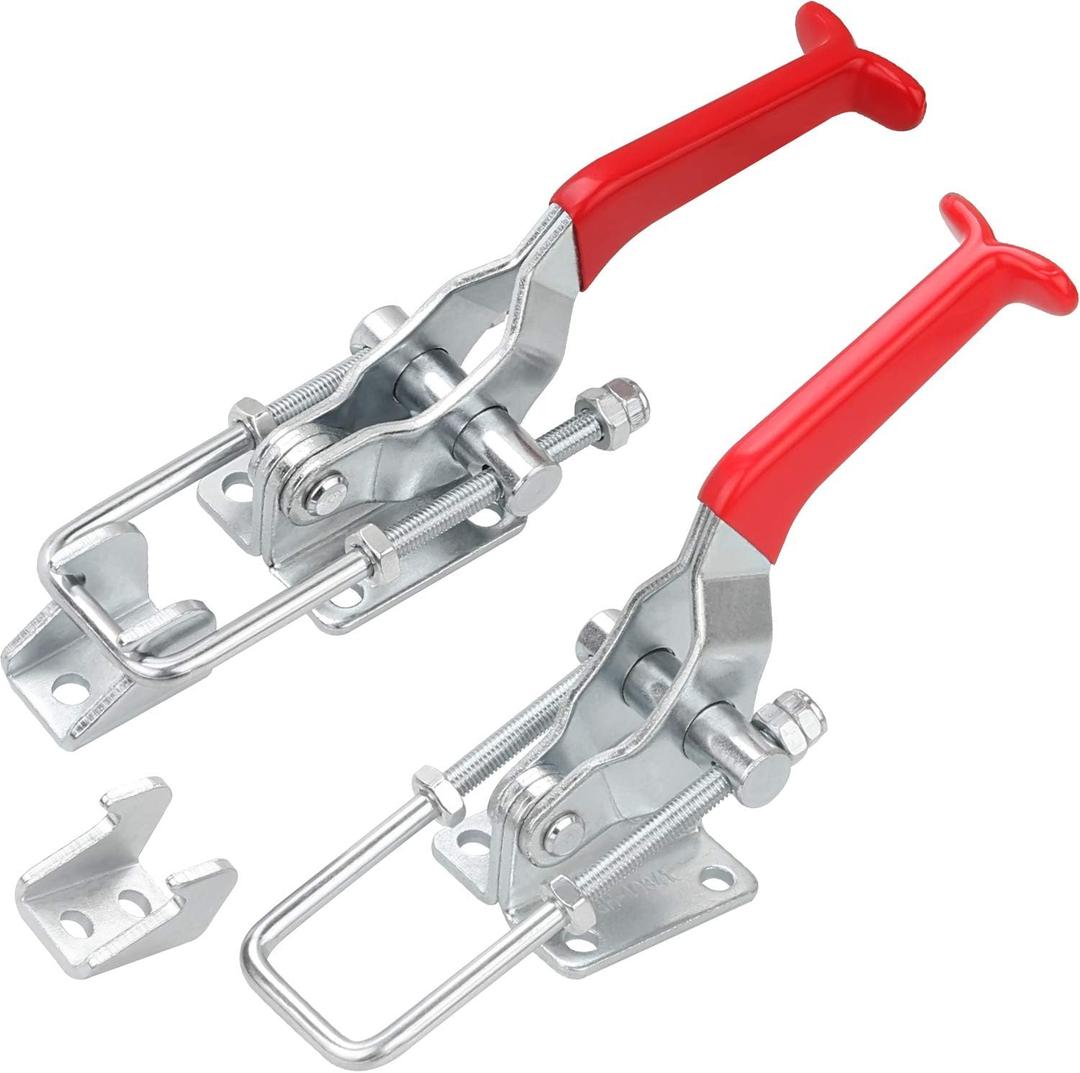 2Pack Adjustable Toggle Clamp 1000Lbs Capacity, Heavy Duty U-Bolt Door Latch, Door Latch-Action Clamp, Quick Release Toggle Latch for Smoker, Jeep Bumper and Tire Swing, Metal Tire Carrier Latch