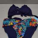 Yonique Women Two Piece Bathing Suits Push Up Bikini Set Halter Swimsuit Vintage Swimwear (X-Large, Navy Blue Leaves)