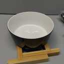 Black Elevated/Raised Dog Bowl Ceramic with Wood Stand for Medium Large Breed,Dog Food Water Dish Heavy Wighted,8 in Non Slip Modern Cute Porcelain Pet Bowl Extra Large Wide Mouth