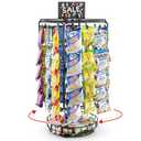 Vefix Chip Rack Display Stand, 5 Tiers 60 Clips Snack Retail Display Rack, 360° Rotation Snack Retail Display Rack, Potato Chip Rack, Candy Display Rack, Chip Holder-with Basket