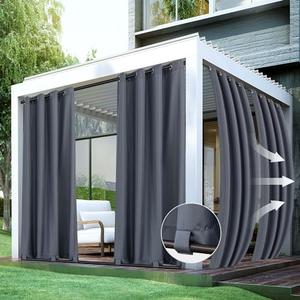 HolidayIdeas Patio Curtains Outdoor Waterproof 2 Panels 54x95 Inch-Windproof Light Flitering Outdoor Privacy Curtains Grommet Top and Tab Bottom Drape for Gazebo, Porch, Pergola, Cabana, Backyard Grey