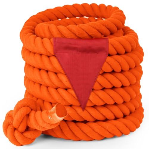 Thadavo Field Day Tug of War Rope with Flag for Kids and Adults, Family Reunion Birthday Party Games, Summer Outside Lawn Games, Camping Picnic Carnival Games for Team Building Activities, Orange 20FT