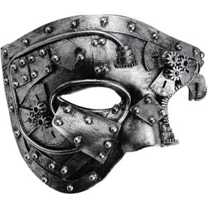 Hoshin Masquerade Mask, Half-Face Mardi Gras Decorations Venetian Masks for Mens (Punk Silver)