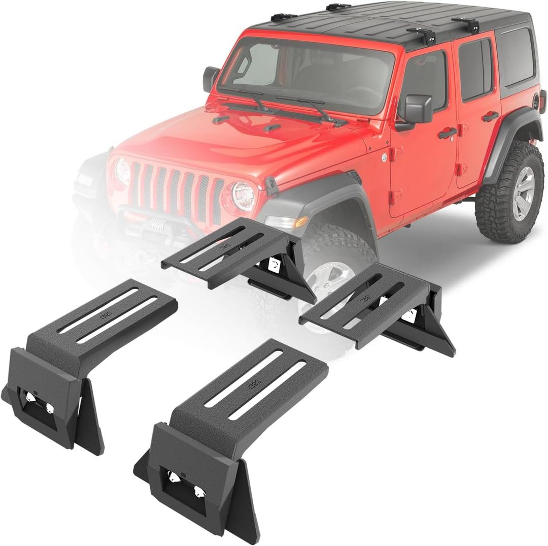 for JK JL JT XJ Roof Racks Cross Bars Mounting Brackets Compatible with 2007-2026 Jeep Wrangler JK JKU JL JLU Gladiator JT & 1984-2001 Jeep Cherokee XJ Hardtop, Roof Rail Crossbar Cargo Carrier