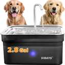 SIBAYS Dog Water Fountain for Large Dogs, 355oz/2.8Gal/10.5L Automatic Dog and Cat Water Fountain Large Pet Fountain with Stainless Steel Bowl, Dog Water Dispenser with Filter, Easy to Clean, BPA-Free